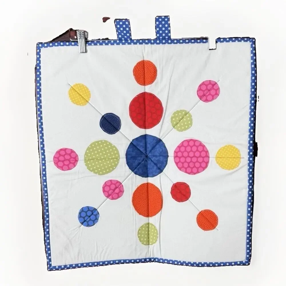 Handmade Folk Art Starburst Appliqué Wall Hanging 20x21 Polka Dot Quilted